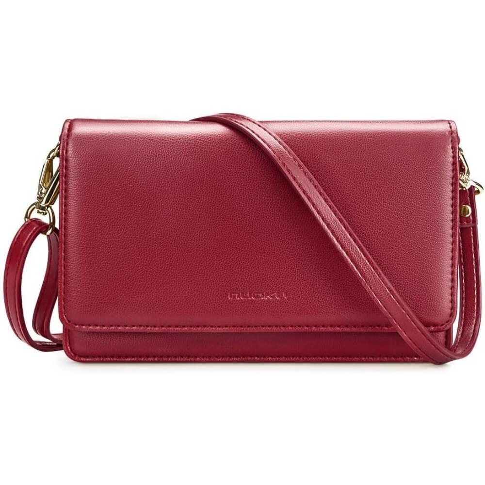 Women's 8 - Burgundy Leather Imported Cellphone Purse Crossbody Bags